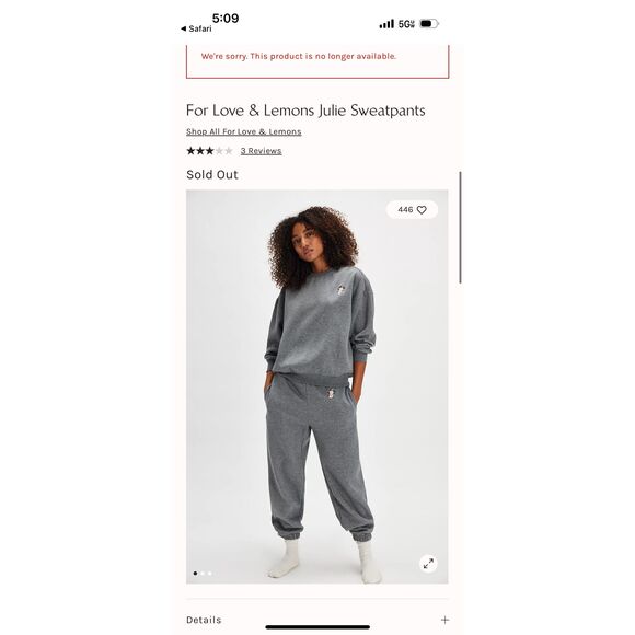 For Love & Lemons Julie Sweatpants Size S - Picture 1 of 7